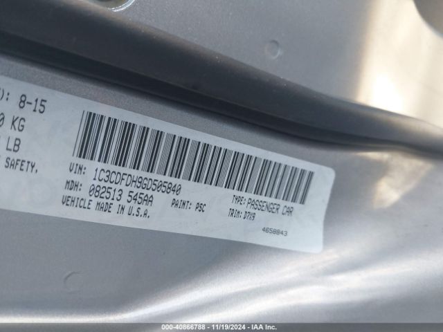1C3CDFDH9GD505840 Dodge Dart Aero