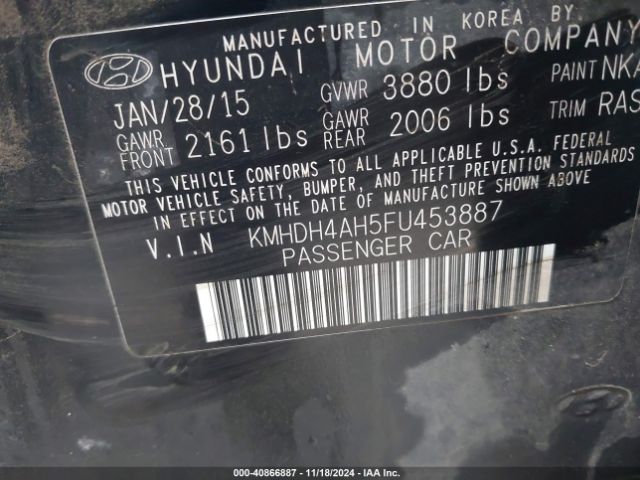 KMHDH4AH5FU453887 Hyundai Elantra Sport