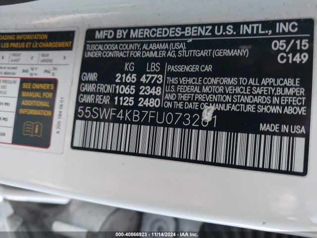 55SWF4KB7FU073261 Mercedes-Benz C 300 4matic/luxury 4matic/sport 4matic