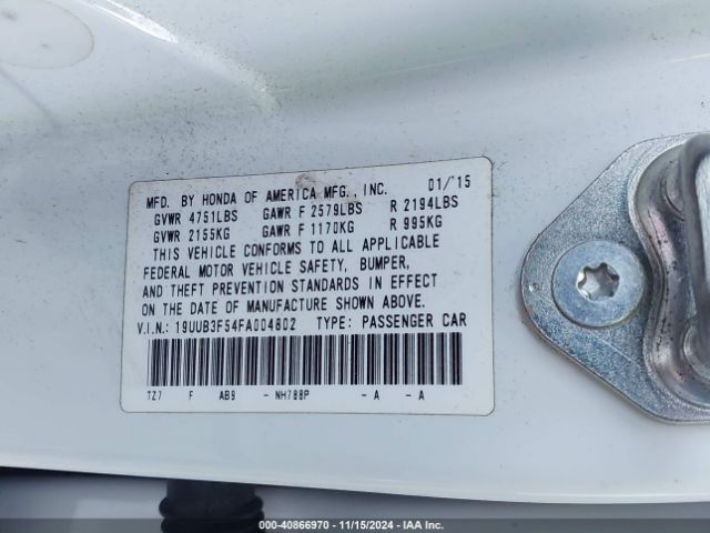 19UUB3F54FA004802 Acura Tlx V6 Tech