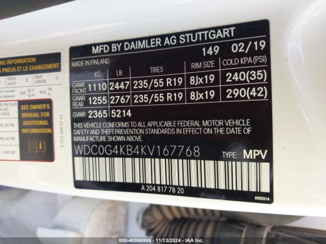 WDC0G4KB4KV167768 Mercedes-Benz Glc 300 4matic