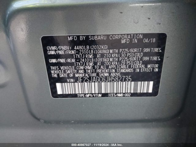 JF2SJAGC6JH582735 Subaru Forester 2.5i Premium