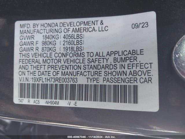 Honda Civic Ex-l 2024 19XFL1H73RE003763 Image 9