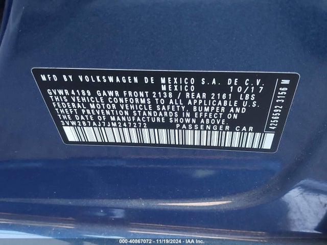 3VW2B7AJ7JM247272 Volkswagen Jetta 1.4t S
