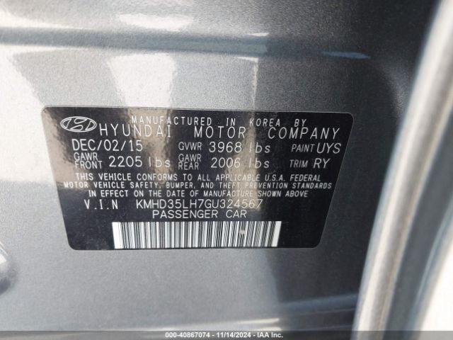 KMHD35LH7GU324567 Hyundai ELANTRA GT
