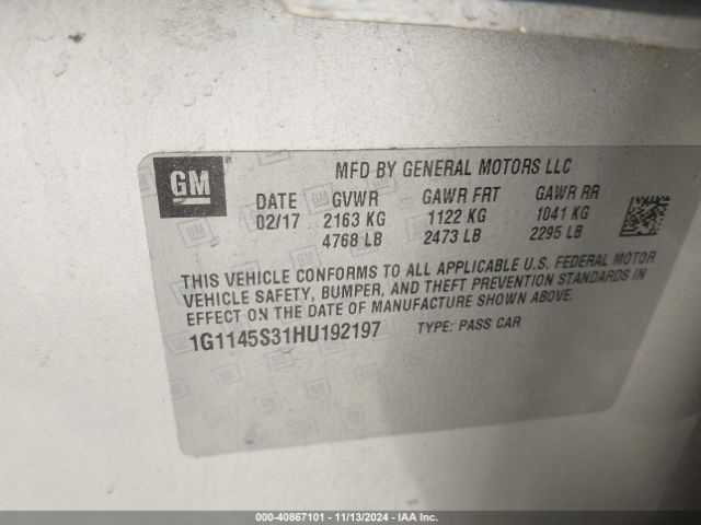 1G1145S31HU192197 Chevrolet IMPALA 2LZ