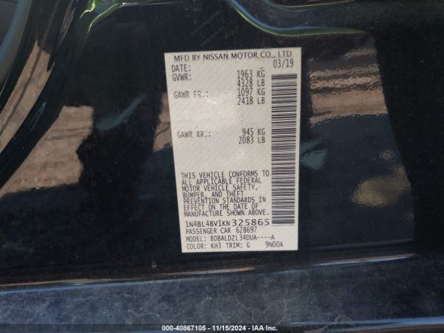 1N4BL4BV1KN325865 Nissan Altima 2.5 S