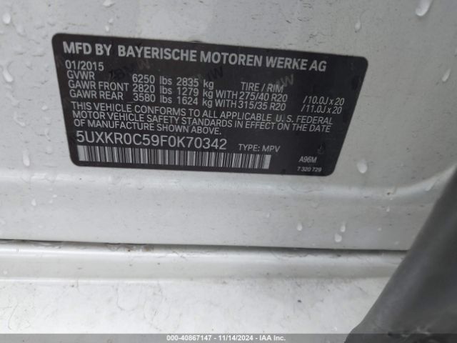 5UXKR0C59F0K70342 BMW X5 Xdrive35i