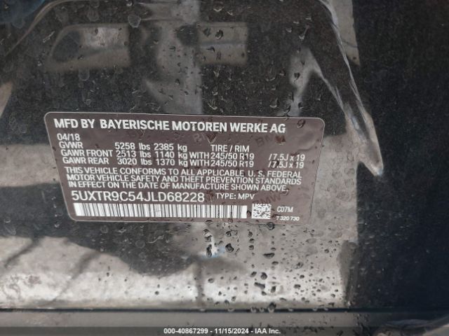 5UXTR9C54JLD68228 BMW X3 Xdrive30i