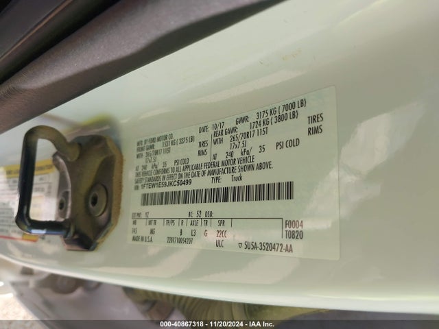 Ford F-150 Xlt 2018 1FTEW1E59JKC50499 Image 9