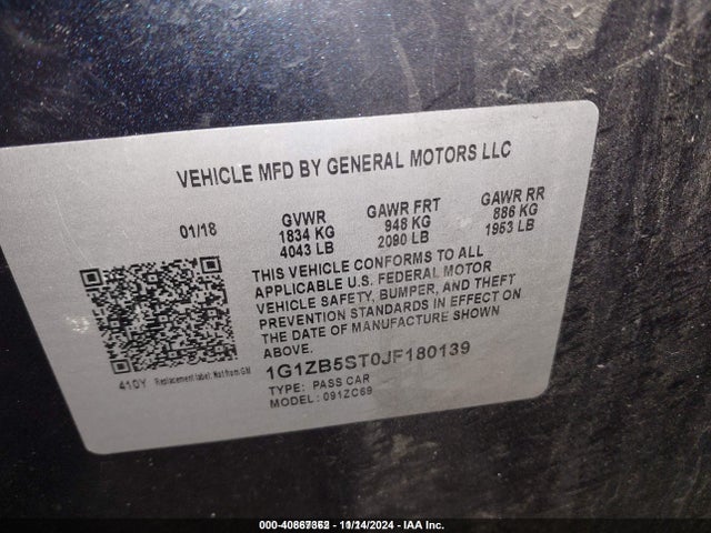 Chevrolet Malibu 1ls 2018 1G1ZB5ST0JF180139 Image 9