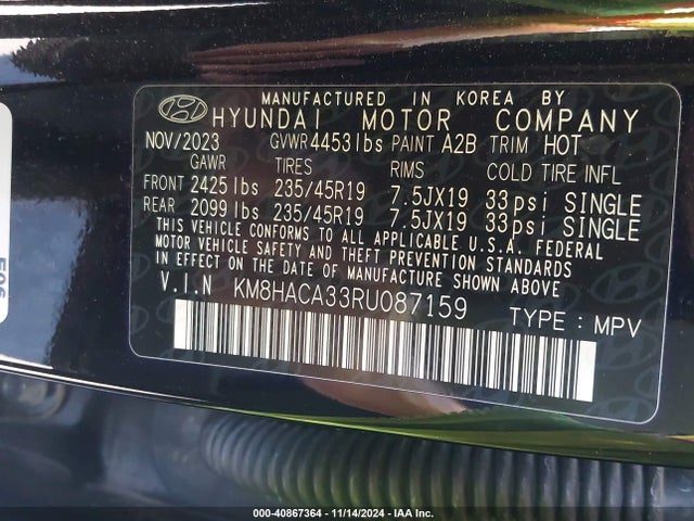 Hyundai Kona N Line 2024 KM8HACA33RU087159 Image 9