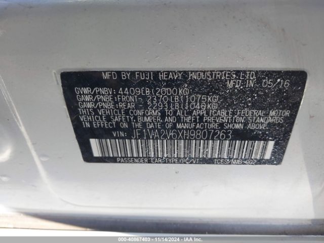 JF1VA2V6XH9807263 Subaru Wrx Sti