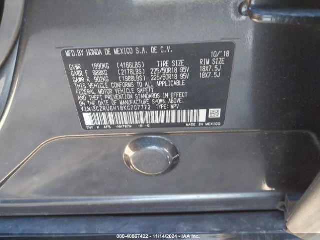 3CZRU6H18KG707772 Honda HR-V SPORT