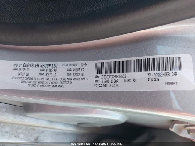 1C3CCCCGXFN633653 Chrysler 200 C