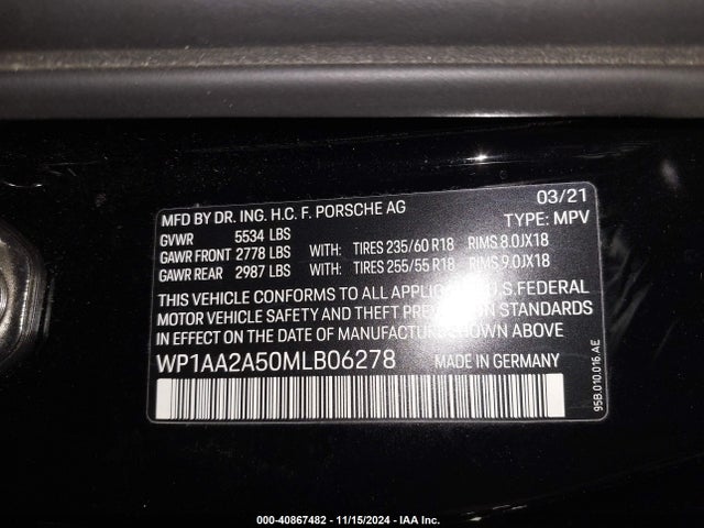 2021 PORSCHE MACAN WP1AA2A50MLB06278 Photo 8