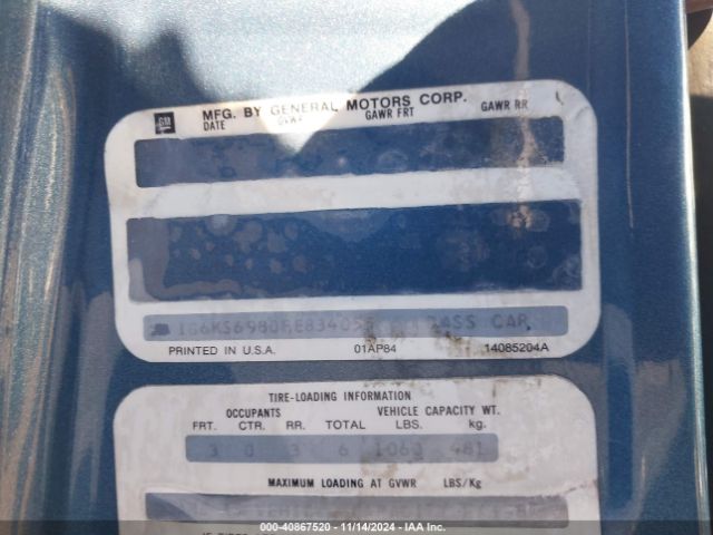 1985 CADILLAC SEVILLE 1G6KS6980FE834055 Photo 8