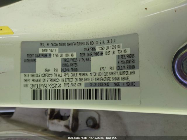 3MYDLBYV9JY309124 Toyota YARIS IA
