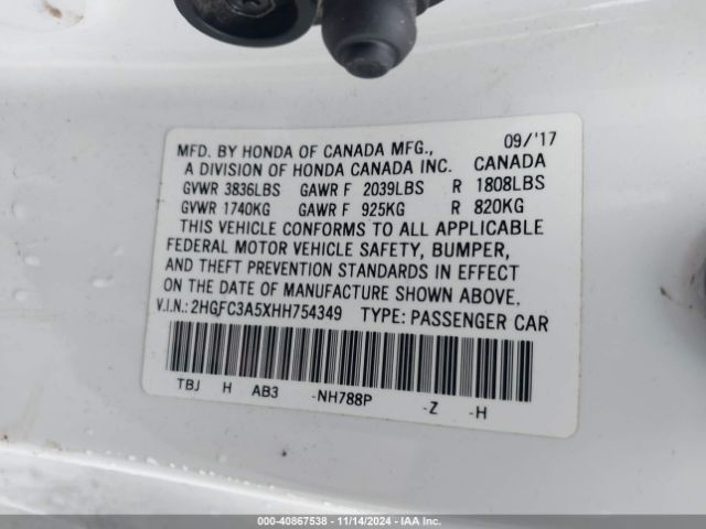 2HGFC3A5XHH754349 Honda CIVIC SI
