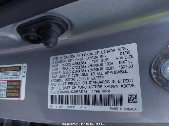 2HKRW2H52JH628955 Honda CR-V EX