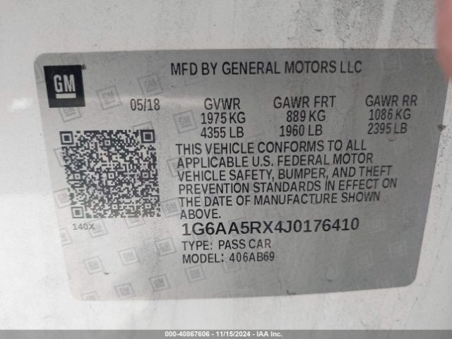 1G6AA5RX4J0176410 Cadillac Ats Standard