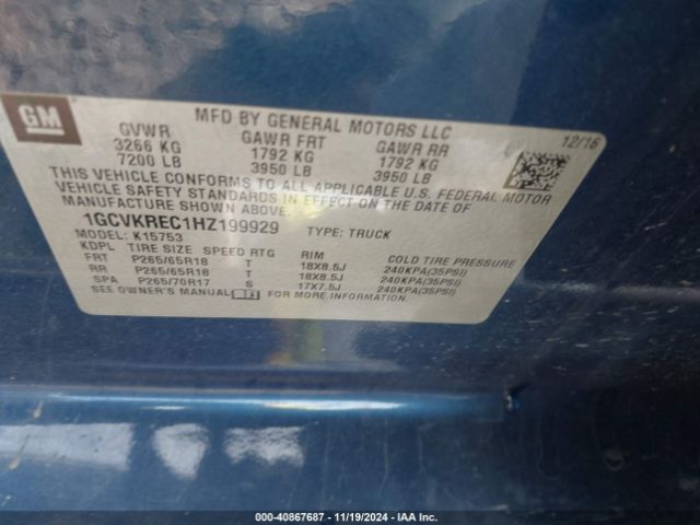 1GCVKREC1HZ199929 Chevrolet Silverado 1500 2lt