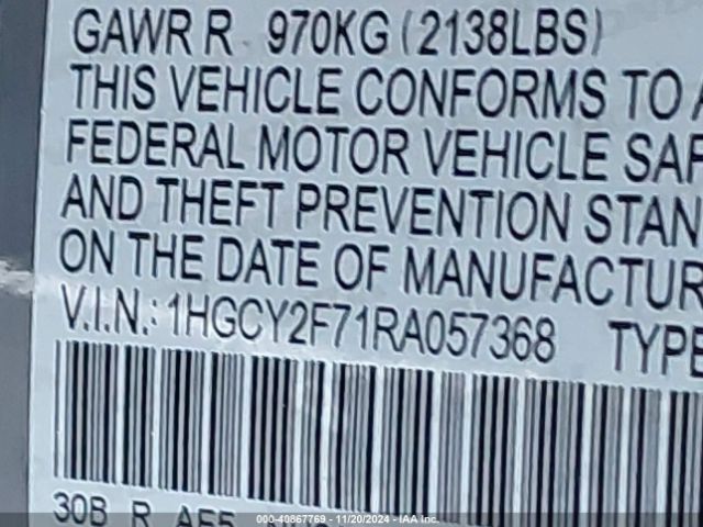 1HGCY2F71RA057368 Honda Accord Hybrid Sport-l