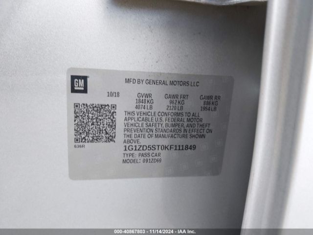 1G1ZD5ST0KF111849 Chevrolet MALIBU LT