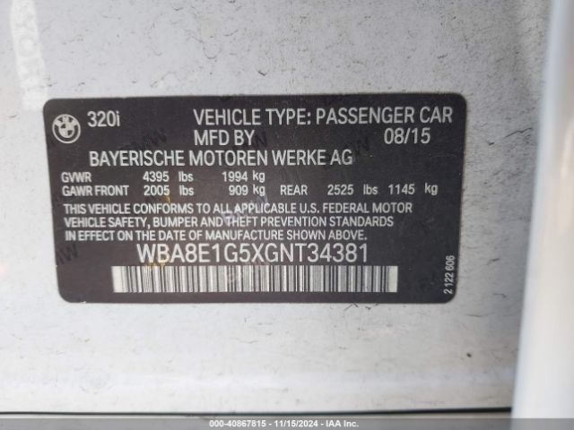 WBA8E1G5XGNT34381 BMW 320i