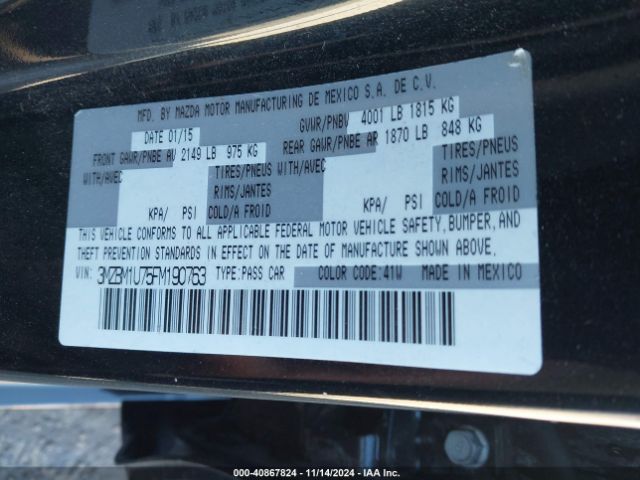 3MZBM1U75FM190763 Mazda Mazda3 I Sport