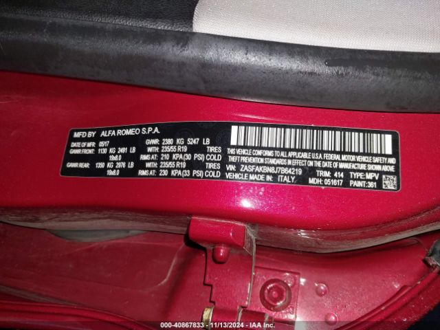 ZASFAKBN8J7B64219 Alfa Romeo Stelvio Ti Awd