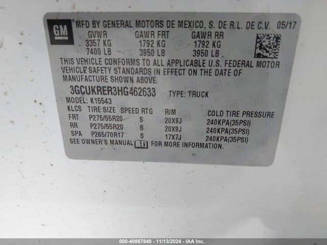 Chevrolet Silverado 1500 1lt 2017 3GCUKRER3HG462633 Image 9
