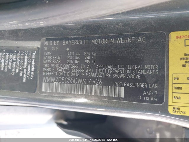 2012 MINI COOPER S COUNTRYMAN WMWZC5C55CWM14926 Photo 8