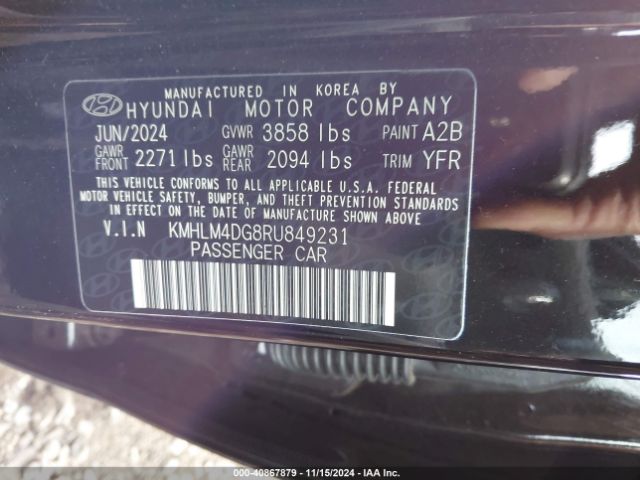 KMHLM4DG8RU849231 Hyundai ELANTRA SEL