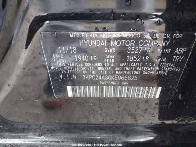3KPC24A30KE066825 Hyundai Accent Sel