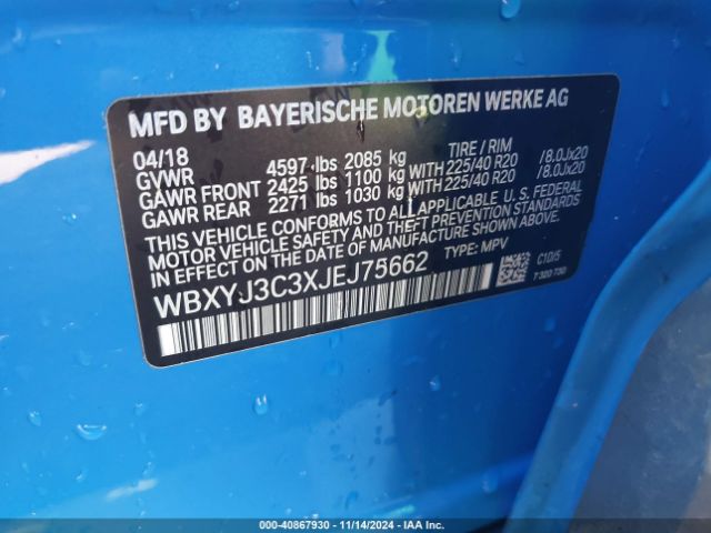 WBXYJ3C3XJEJ75662 BMW X2 Sdrive28i