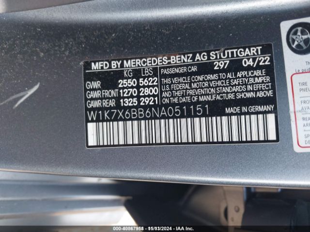 W1K7X6BB6NA051151 Mercedes-Benz Amg Gt 53 4-door Coupe