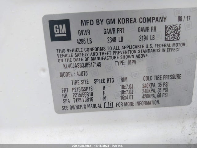 Buick Encore Preferred 2018 KL4CJASB3JB517145 Image 9