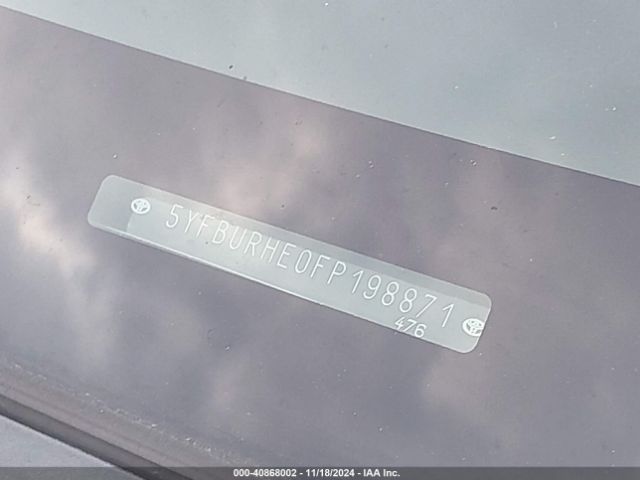 5YFBURHE0FP198871 Toyota Corolla L/le/le Pls/prm/s/s Pls