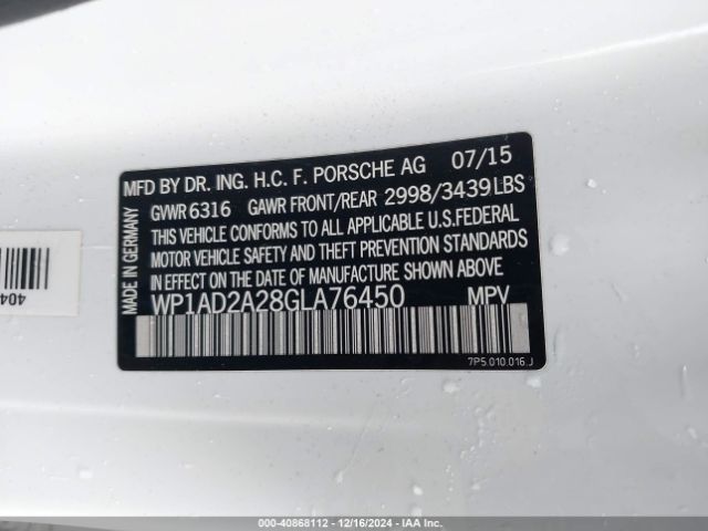 2016 PORSCHE CAYENNE WP1AD2A28GLA76450 Photo 8