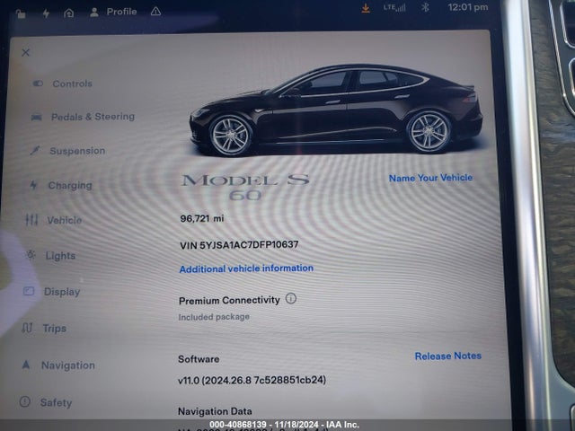 2013 TESLA MODEL S 5YJSA1AC7DFP10637 Photo 6