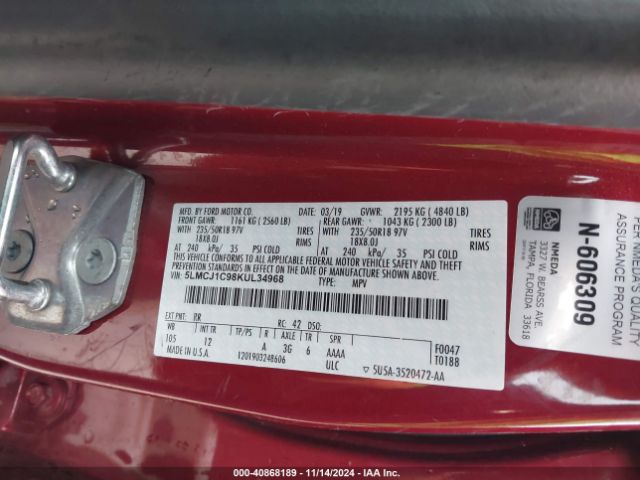 5LMCJ1C98KUL34968 Lincoln Mkc Standard