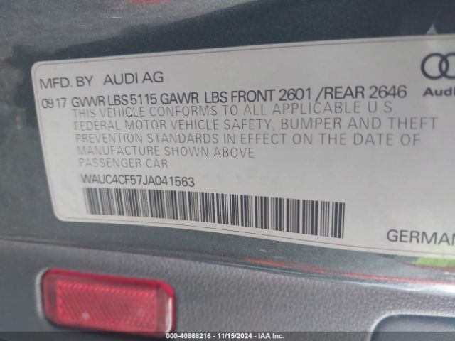 WAUC4CF57JA041563 Audi S5 3.0t Premium Plus