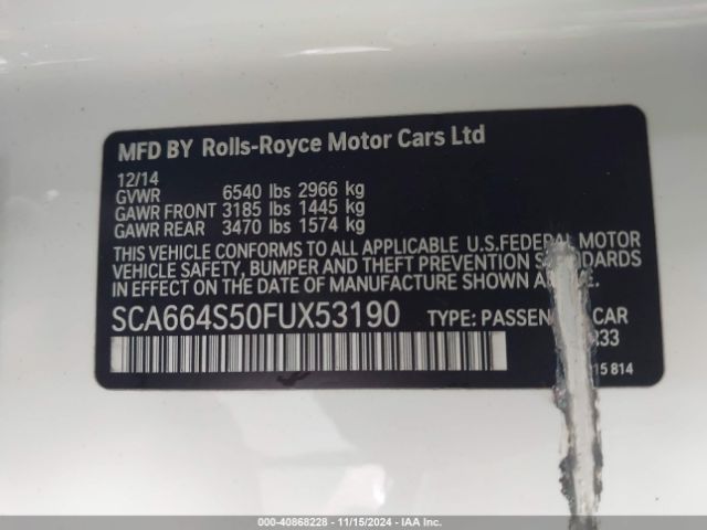 SCA664S50FUX53190 Rolls-Royce Ghost