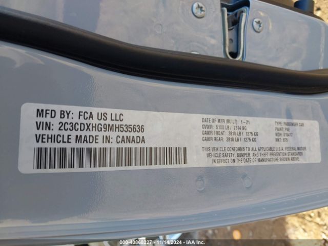 2C3CDXHG9MH535636 Dodge Charger Gt Rwd