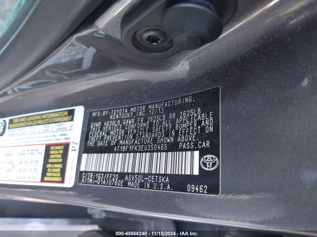 Toyota CAMRY SE 2014 4T1BF1FK3EU350465 Image 9