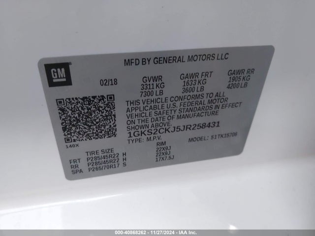 1GKS2CKJ5JR258431 GMC YUKON DENALI