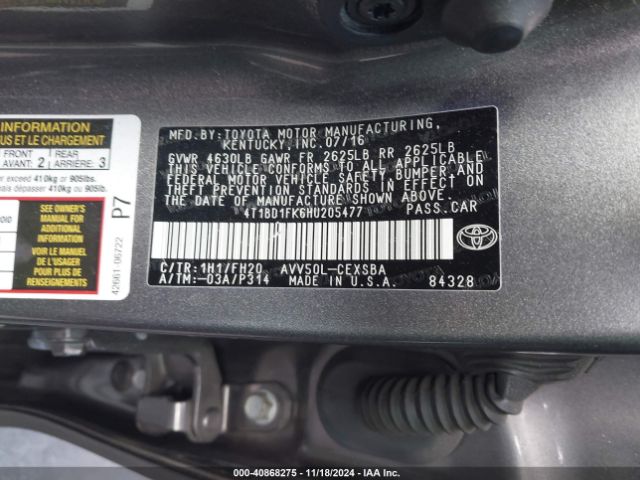 4T1BD1FK6HU205477 Toyota Camry Hybrid Se