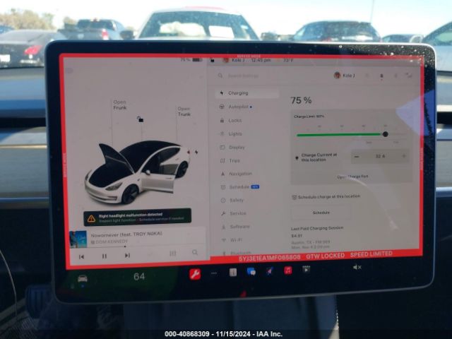 5YJ3E1EA1MF065808 Tesla Model 3 Standard Range Plus Rear-wheel Drive