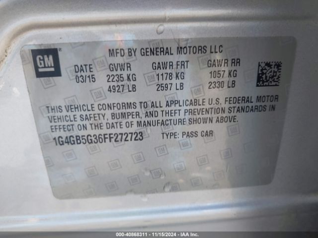 1G4GB5G36FF272723 Buick Lacrosse Leather